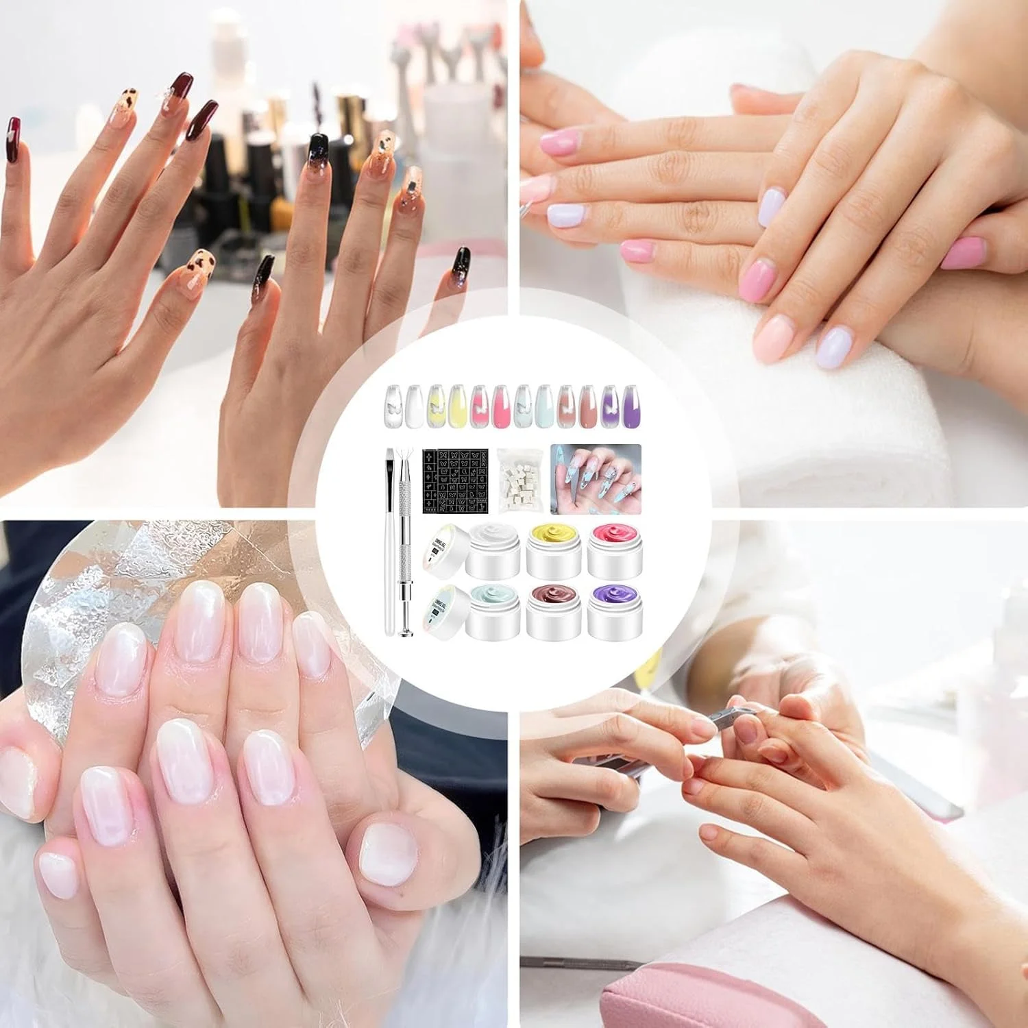 کیت هنر چسب لاک ناخن حرفه ای - لوازم مجسمه سازی جامد کیت سالن طبیعی برای مبتدیان مسافرت خانه خانواده همکاران دوستان