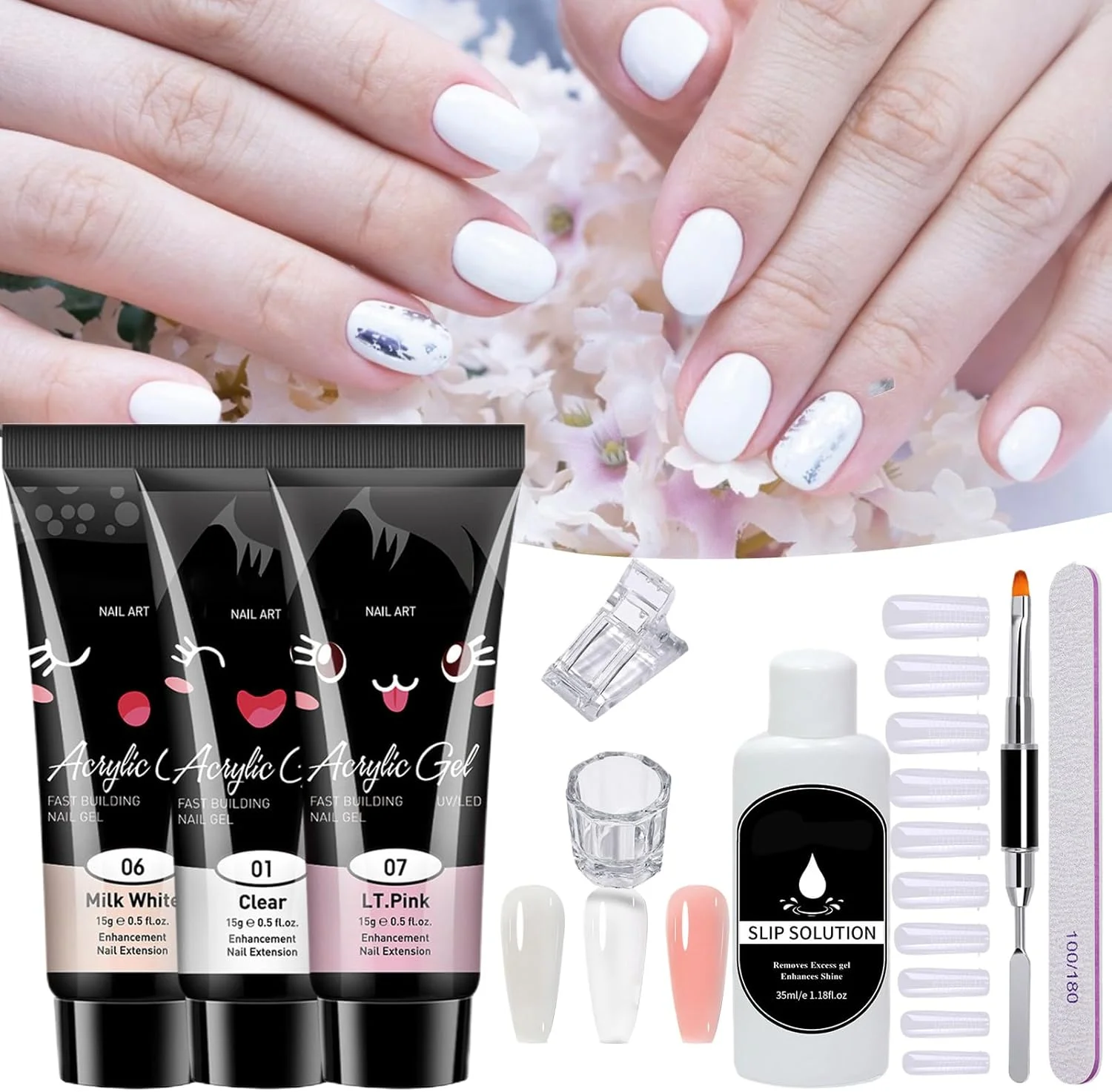 کیت ژل کاشت ناخن - کیت حرفه ای ژل ناخن | ابزارهای زیبایی برای مسافرت عروس، سالن، آرایش در خانه، تعطیلات، مهمانی روزانه، اسپا، تابستان