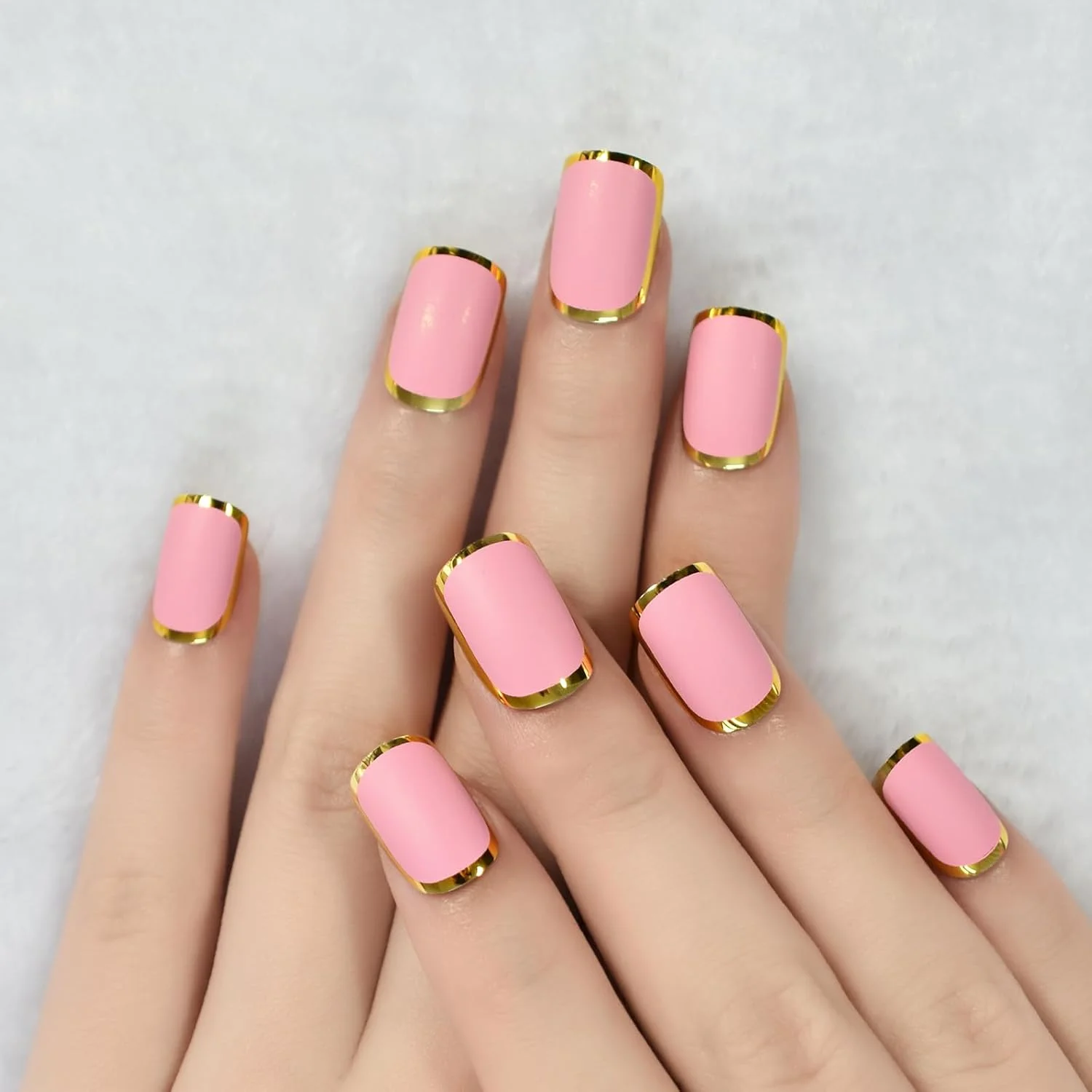 ناخن مصنوعی شیک اسکووال - نوک ناخن اکریلیک طبیعی پوشش کامل - 24 عدد در 12 سایز، مناسب سالن، نوک اکستنشن ناخن فوری DIY، صورتی مات با دور متالیک ناخن مصنوعی شیک اسکووال - نوک ناخن اکریلیک طبیعی پوشش کامل - 24 عدد در 12 سایز، مناسب سالن، نوک اکستنشن ناخن فوری DIY، صورتی مات با دور متالیک