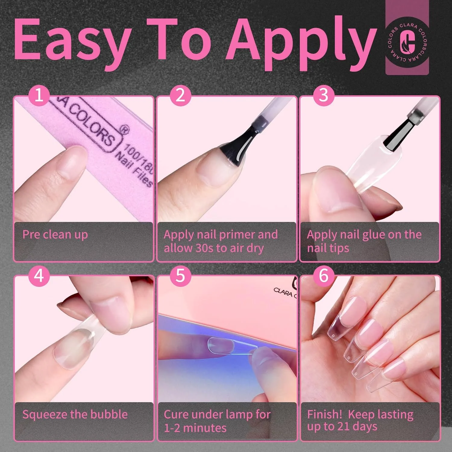 کیت نوک ناخن و چسب ژل کلارا کالرز، 550 عدد ناخن مصنوعی پوشش کامل و کیت چسب ناخن با لامپ LED ناخن، ناخن های مصنوعی بلند تابوتی ژل نرم برای ناخن اکریلیک - 9 سایز کیت نوک ناخن و چسب ژل کلارا کالرز، 550 عدد ناخن مصنوعی پوشش کامل و کیت چسب ناخن با لامپ LED ناخن، ناخن های مصنوعی بلند تابوتی ژل نرم برای ناخن اکریلیک - 9 سایز