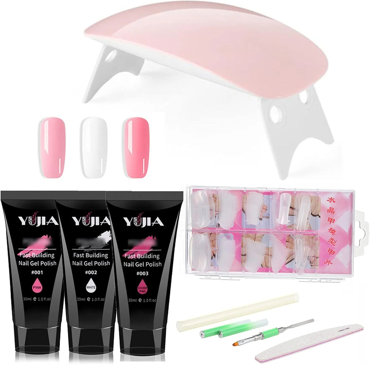 ست ابزار مانیکور Irovami، ست 5 تکه لامپ فتوتراپی ناخن، ست چسب اکستنشن ناخن، کیت ابزار مانیکور حرفه ای، سوهان ناخن، برس، 100 عدد لاک ناخن