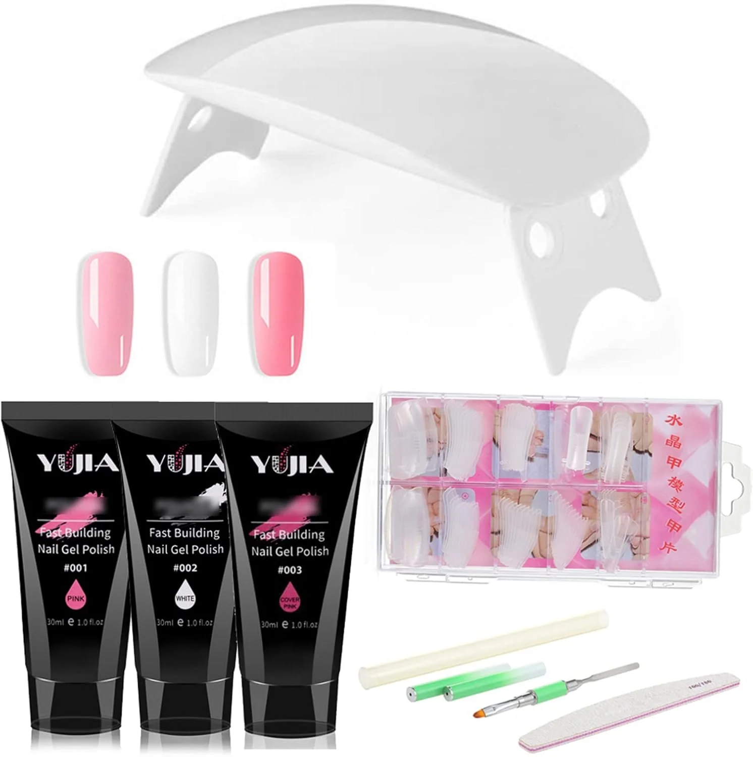 ست ابزار مانیکور Irovami، ست 5 عددی لامپ فتوتراپی ناخن، ست چسب اکستنشن ناخن، کیت ابزار مانیکور حرفه ای، سوهان ناخن، برس، 100 عدد لاک ناخن