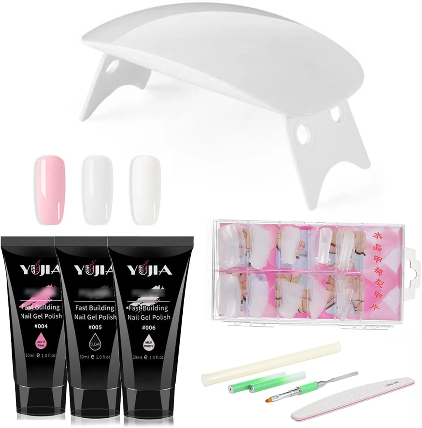 ست ابزار مانیکور Irovami، ست لامپ فوتوتراپی ناخن 5 تکه، ست چسب اکستنشن ناخن، کیت ابزار حرفه ای مانیکور، سوهان ناخن، برس، 100 عدد لاک ناخن