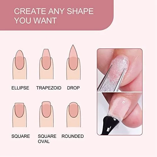 کیت الیاف فایبرگلاس اکستنشن ناخن، چسب سازنده اکستنشن ناخن، سایز قابل تنظیم، ابزار تقویت ناخن طبیعی و محکم