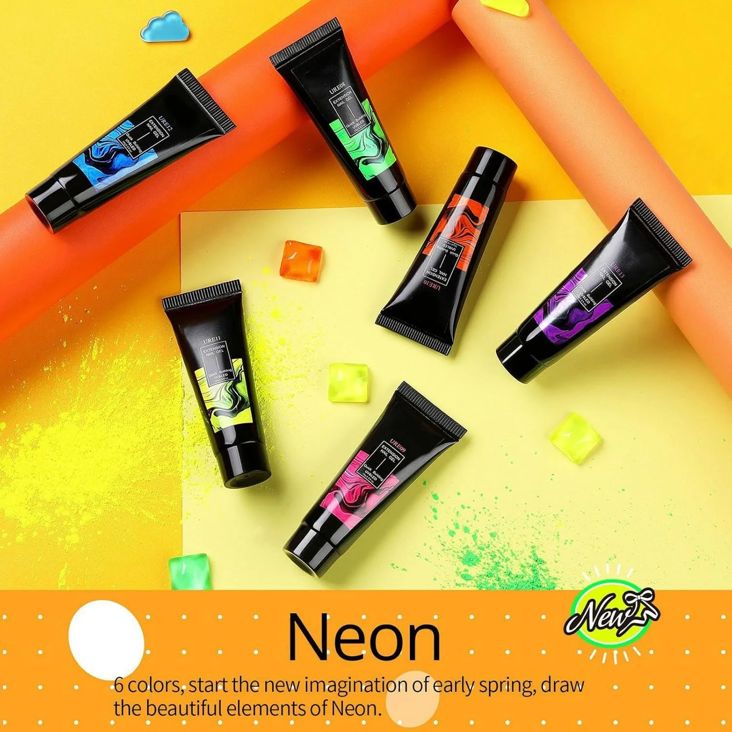 کیت رنگ ژل ناخن - ژل اکستنشن ناخن شب تاب | ۶ رنگ اکلیل دار با ماندگاری طولانی، چسب اکستنشن هنری سالنی برای تزئینات خلاقانه مهمانی شبانه دختران و زنان