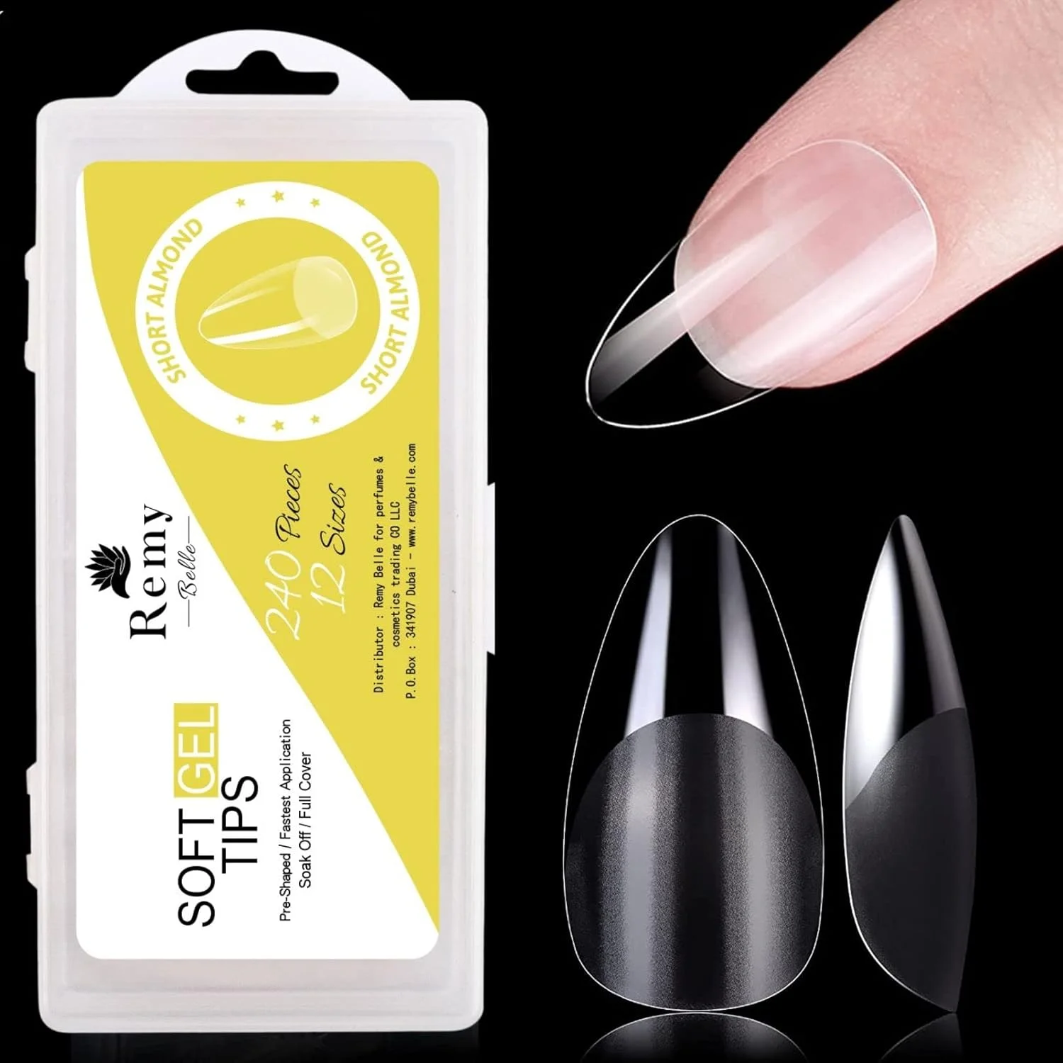 نکات ژل نرم ناخن رمی بل، 240 عدد در 12 سایز مختلف برای اکستنشن ناخن (بادامی کوتاه)