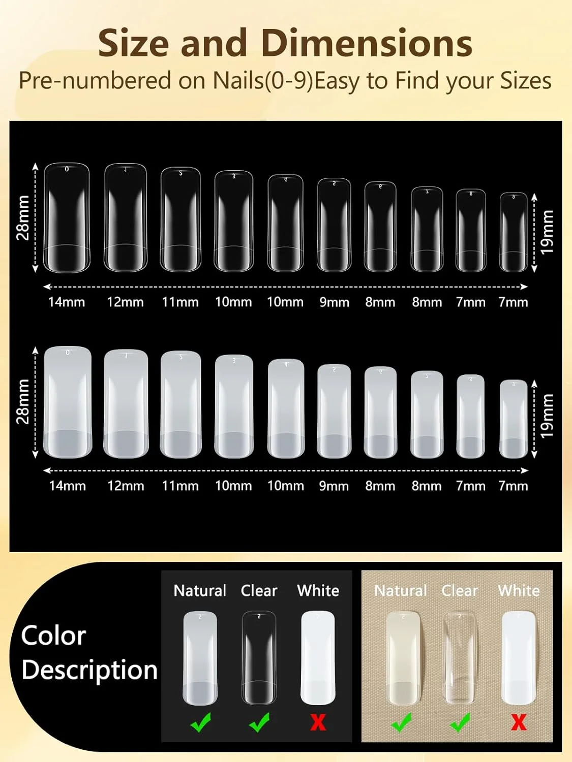 ست ناخن مصنوعی آکریلیک Deciniee، ۱۰۰۰ عدد ناخن مصنوعی شفاف و طبیعی در ۱۰ سایز مختلف، مناسب برای طراحی ناخن فرانسوی، به همراه جعبه برای خانم ها و دختران