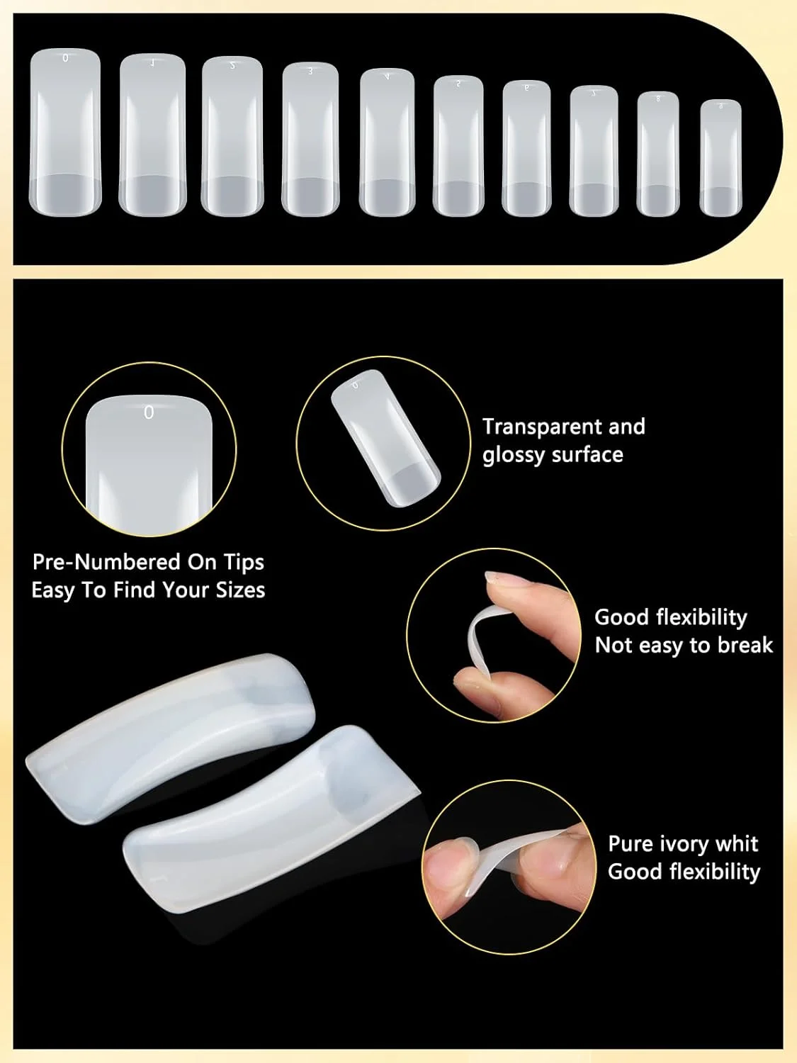 ست ناخن مصنوعی آکریلیک Deciniee، ۱۰۰۰ عدد ناخن مصنوعی شفاف و طبیعی در ۱۰ سایز مختلف، مناسب برای طراحی ناخن فرانسوی، به همراه جعبه برای خانم ها و دختران