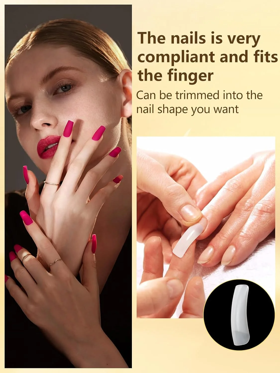 ست ناخن مصنوعی آکریلیک Deciniee، ۱۰۰۰ عدد ناخن مصنوعی شفاف و طبیعی در ۱۰ سایز مختلف، مناسب برای طراحی ناخن فرانسوی، به همراه جعبه برای خانم ها و دختران