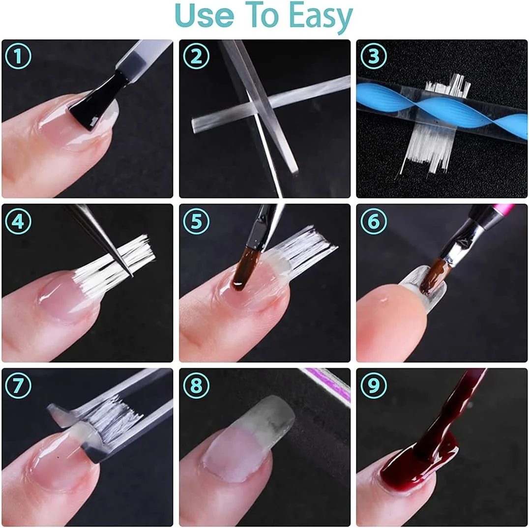 الیاف اکستنشن ناخن، کیت اکستنشن ناخن فایبرگلاس 400 سانتی متری، ابزار الیاف بلند کننده ناخن با قابلیت تنظیم شکل، ناخن فایبرگلاس DIY، مناسب استفاده شخصی در منزل و سالن آرایش ناخن