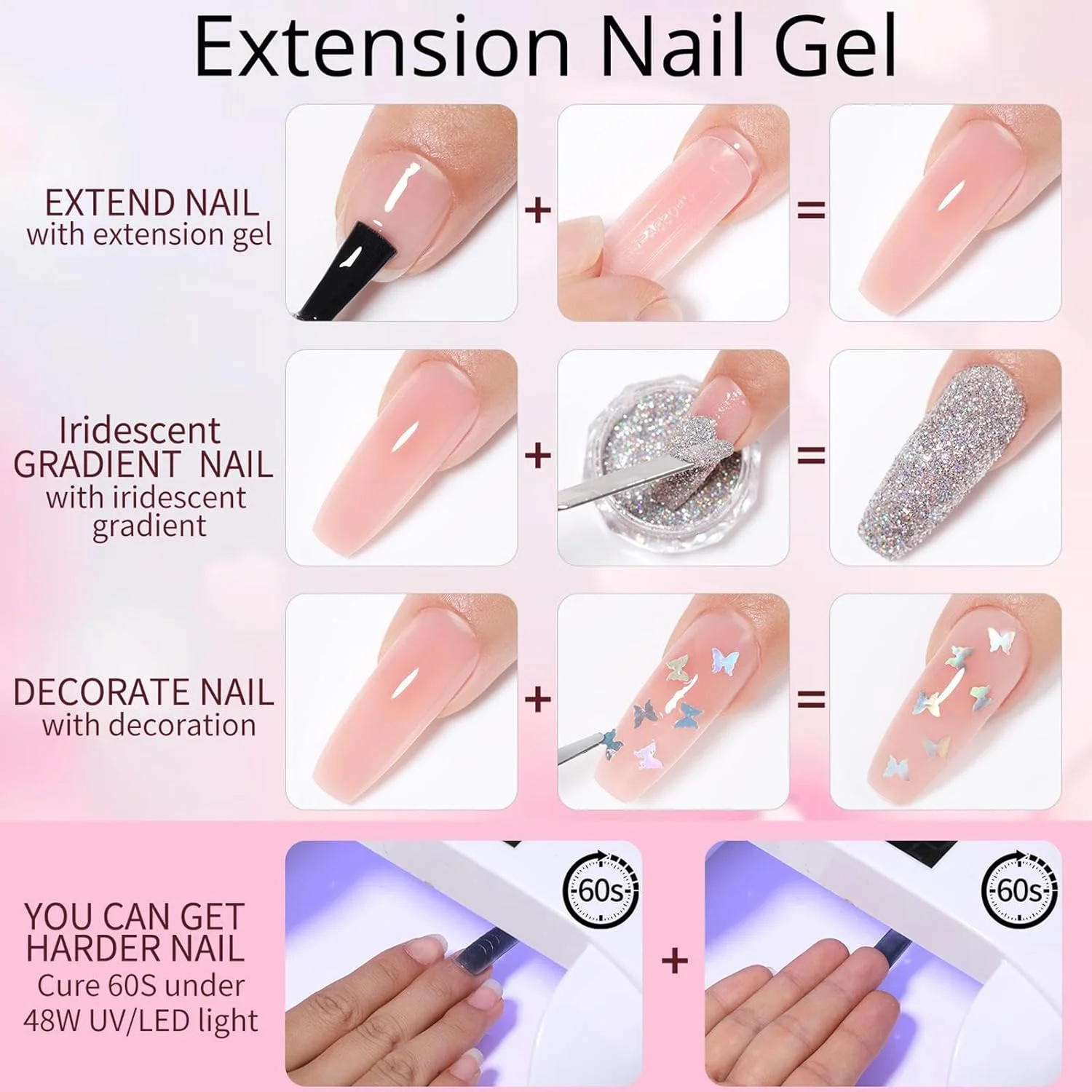 کیت کاشت ناخن ژلی - کیت اکستنشن ناخن با نوک ژلی با 3 رنگ، ست مجسمه سازی قابل تنظیم، ابزار هنری چسب با ماندگاری طولانی برای سالن، خانه، مبتدیان و دختران کیت کاشت ناخن ژلی - کیت اکستنشن ناخن با نوک ژلی با 3 رنگ، ست مجسمه سازی قابل تنظیم، ابزار هنری چسب با ماندگاری طولانی برای سالن، خانه، مبتدیان و دختران