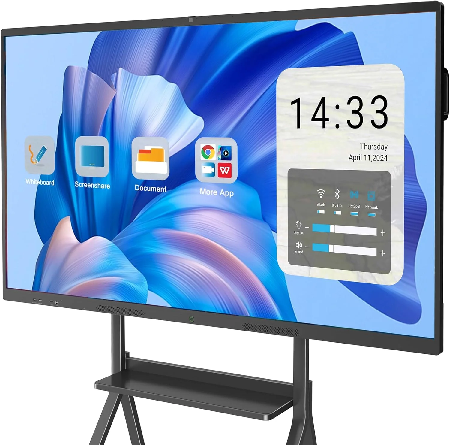 وایت برد هوشمند "۵۵، صفحه نمایش لمسی 4K UHD، وایت برد الکترونیکی با دوربین فوق العاده با کیفیت، سیستم عامل برنامه باز، وایت برد تعاملی برای دفتر کار، کلاس درس و خانه