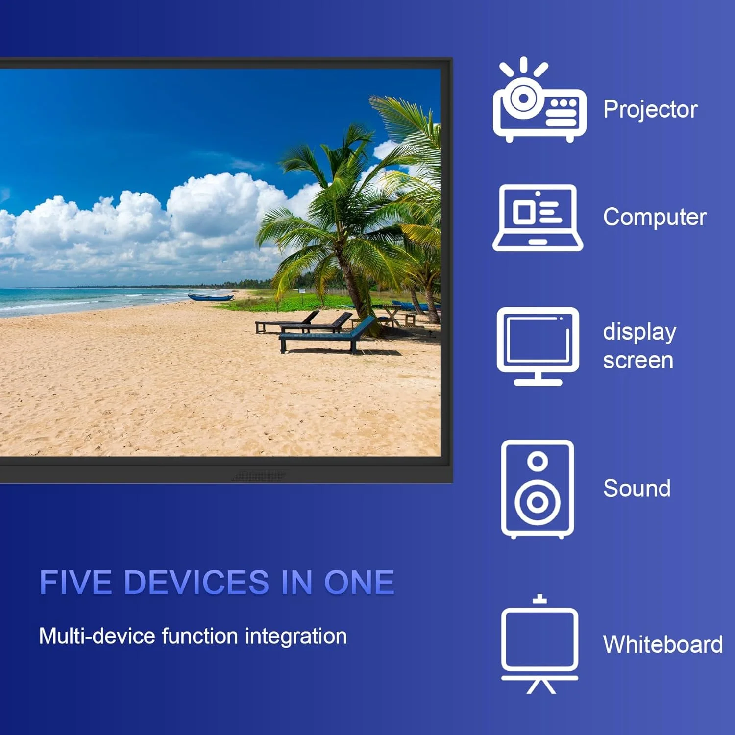 وایت برد هوشمند دیجیتال 65 اینچی، برد تعاملی صفحه لمسی 4K UHD، کامپیوتر SELFIE CAT برای کلاس درس و تجارت (برد + پایه مشکی)