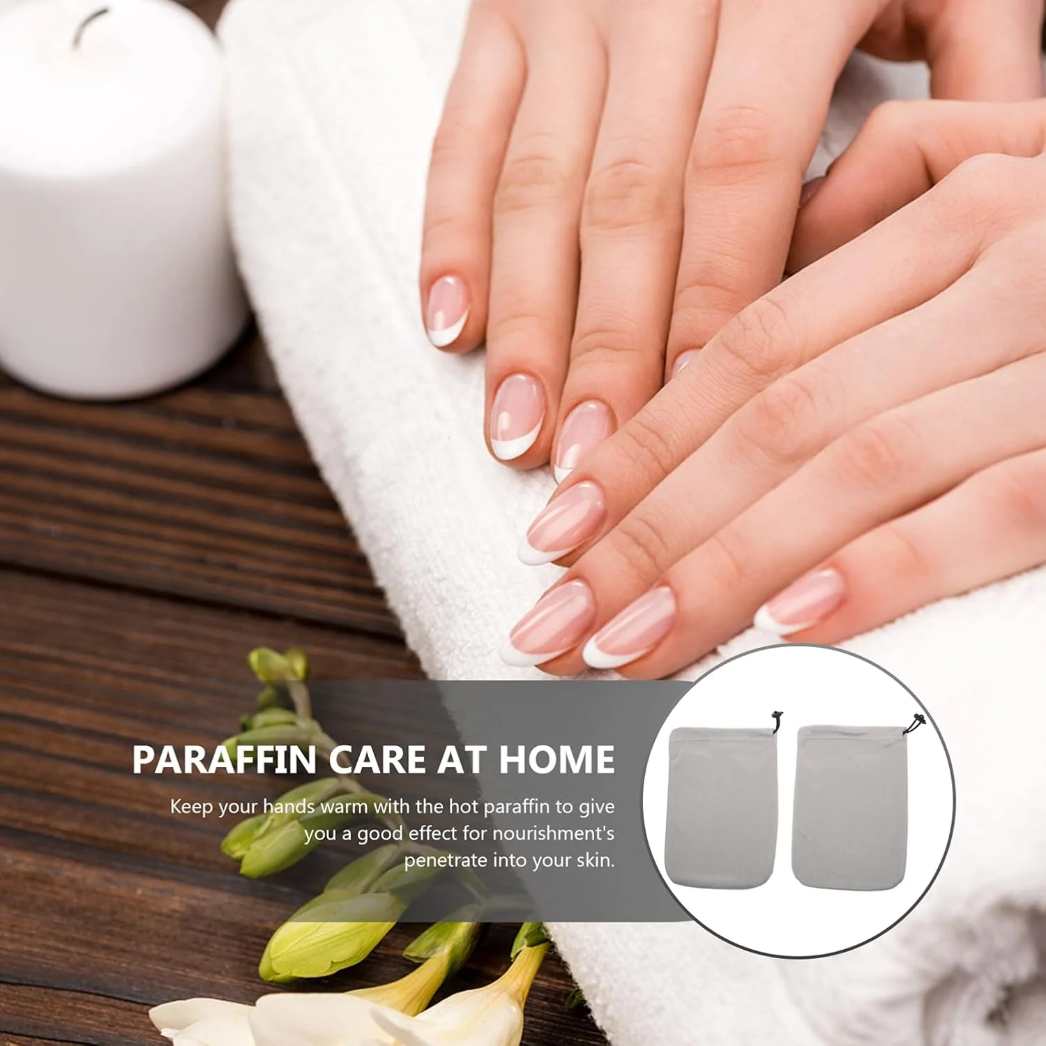 Healifty یک جفت دستکش عایق موم، دستکش های اسپا، روکش پا موم پارافین، کاربری آسان، پولیش زیبایی موم