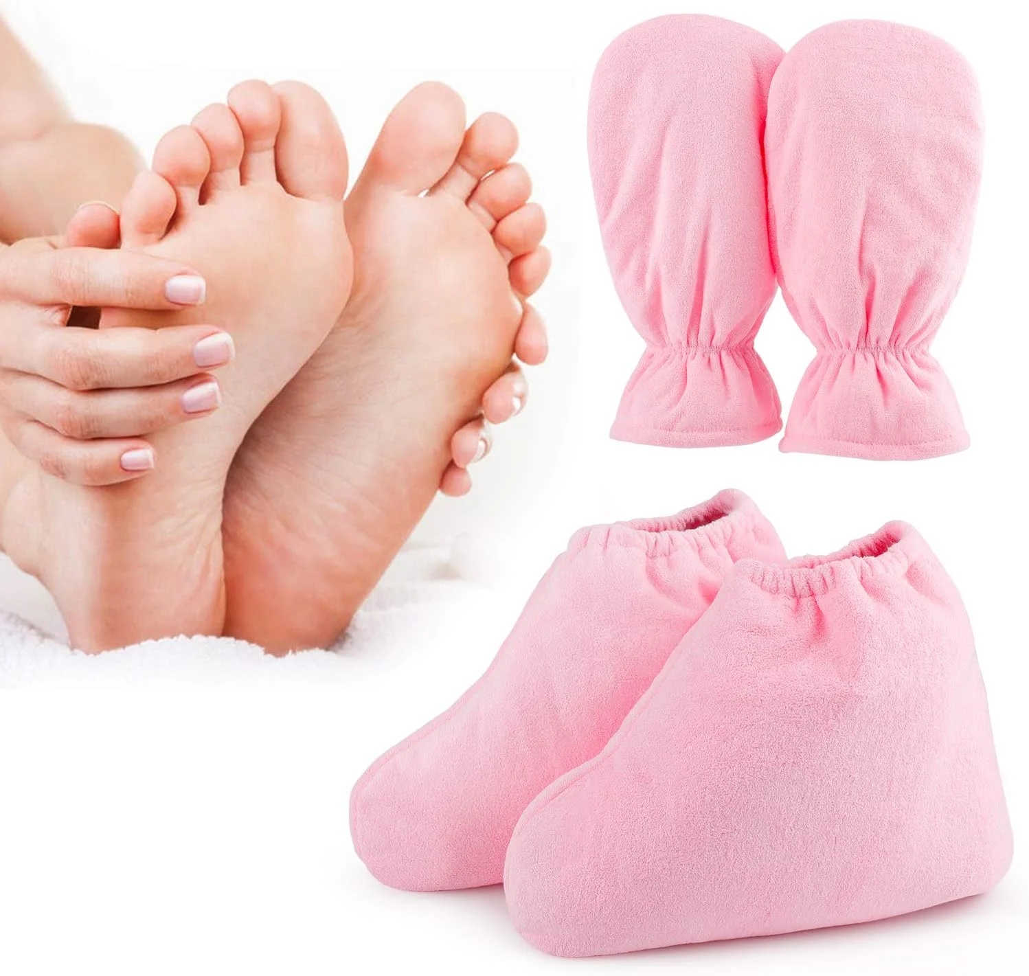 دستکش و جوراب پارافین Segbeauty برای دست و پا، سایز بزرگتر و ضخیم تر، دستکش و جوراب صورتی برای دستگاه پارافین تراپی