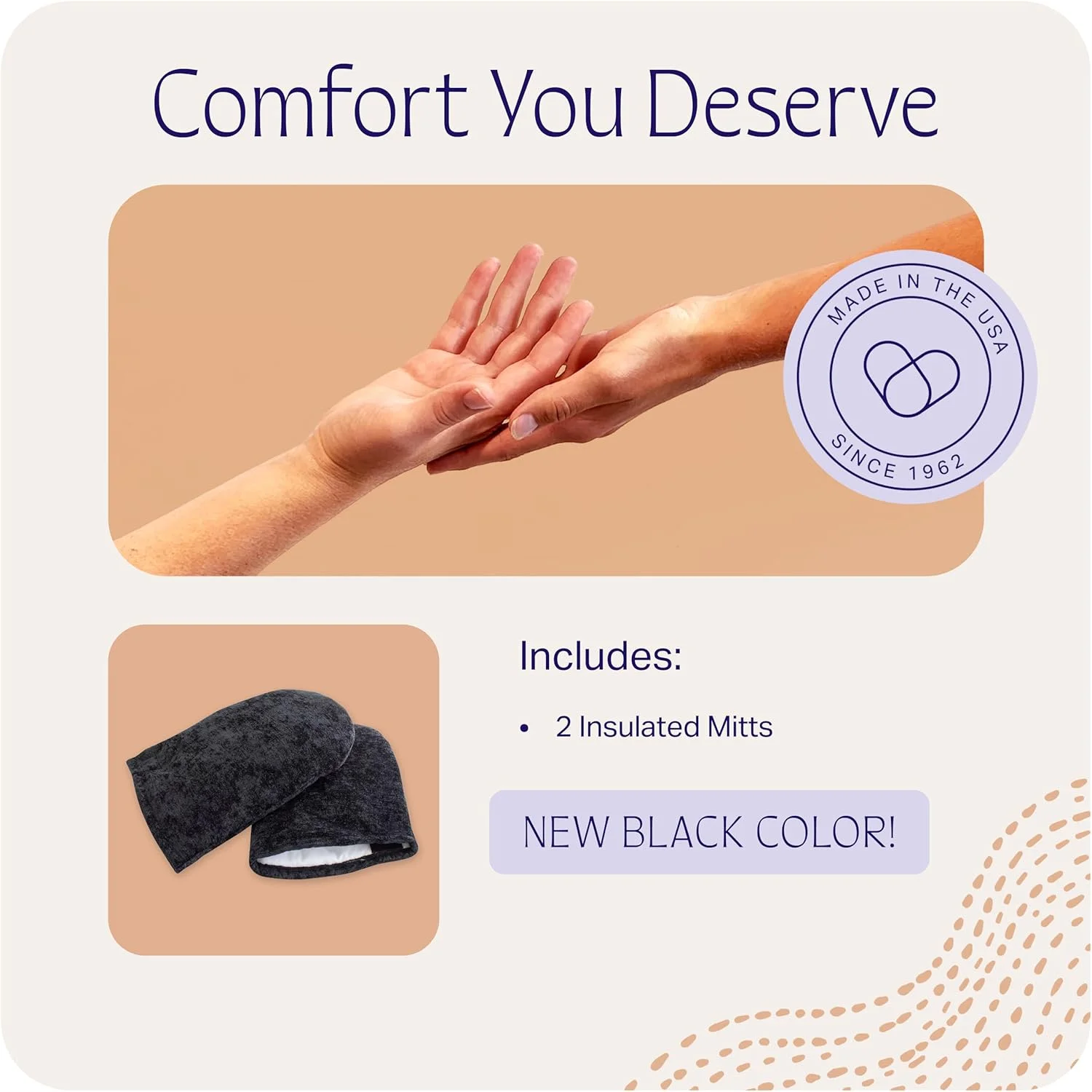 دستکش های عایق حرارتی ترابث برای حمام پارافین، برای درمان پوست، مناسب منزل و اسپا، ساخت آمریکا، یک جفت (مشکی)