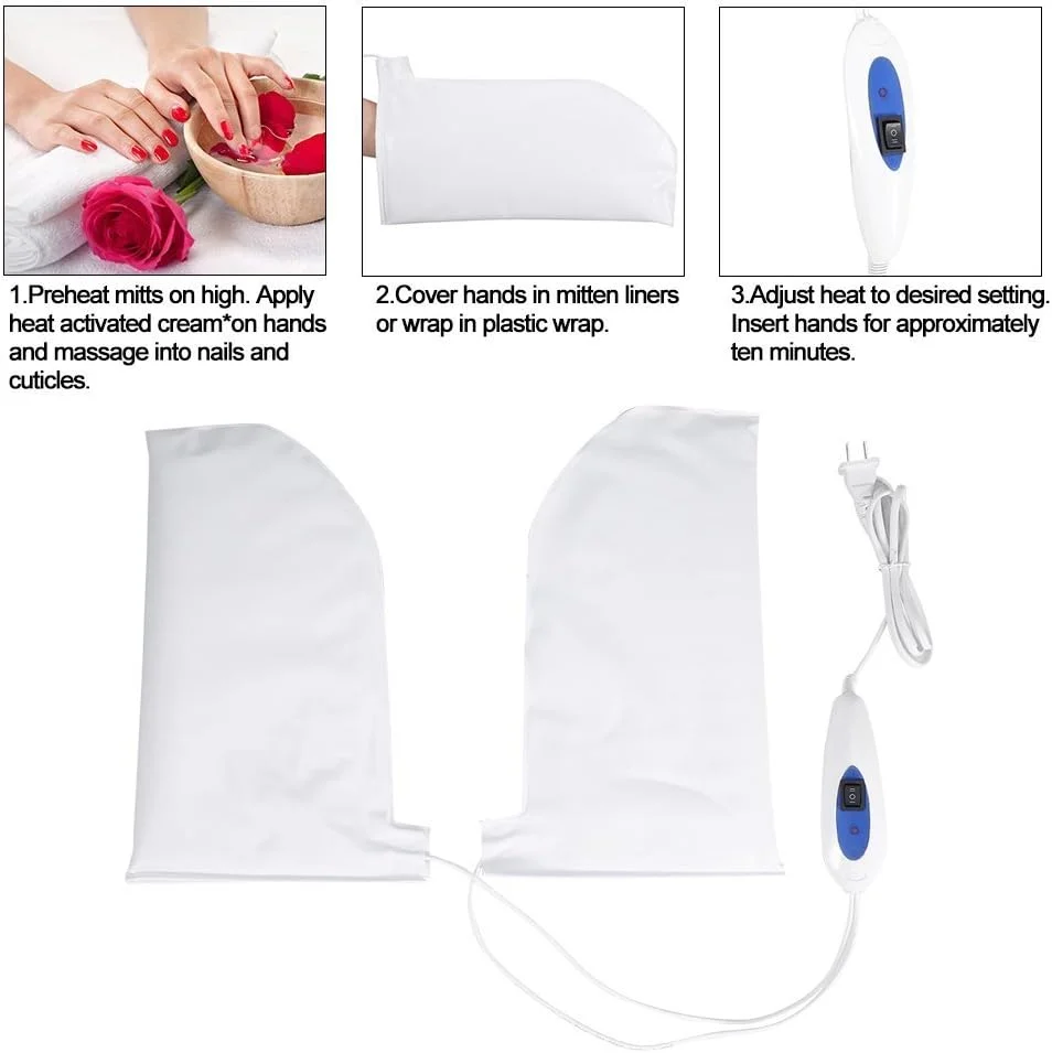 دستکش گرمایشی، دستکش های گرمایشی برقی درمانی حرفه ای برای درمان پارافین تراپی مانیکور اسپا برای مراقبت از دست و پا، 1 جفت