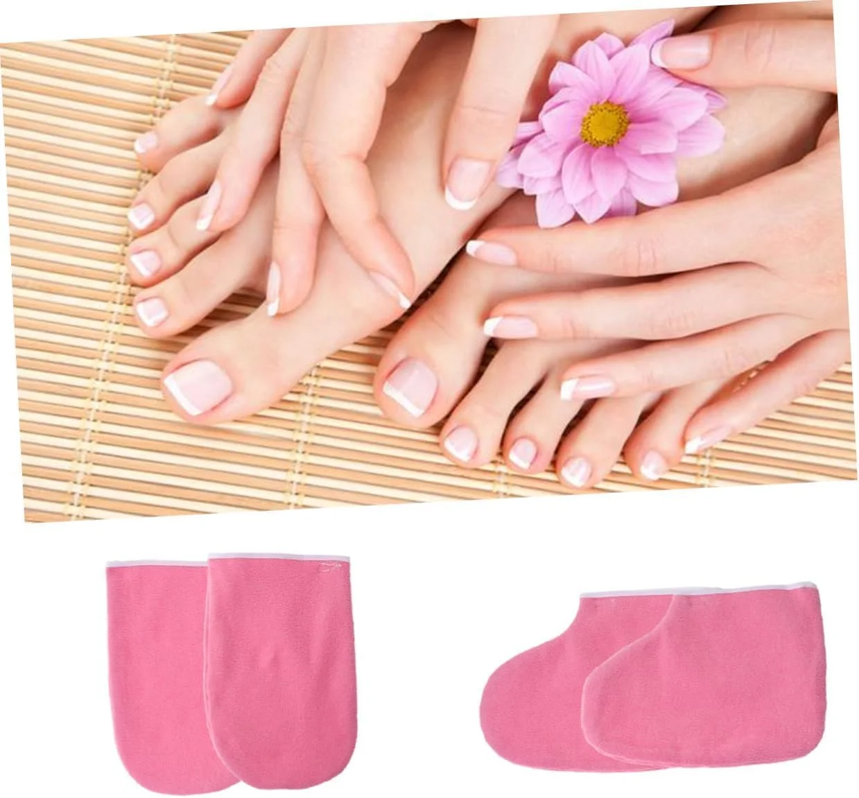 ست دستکش و پاپوش پارافین تراپی، صورتی، 2 جفت، دستکش های اسپا