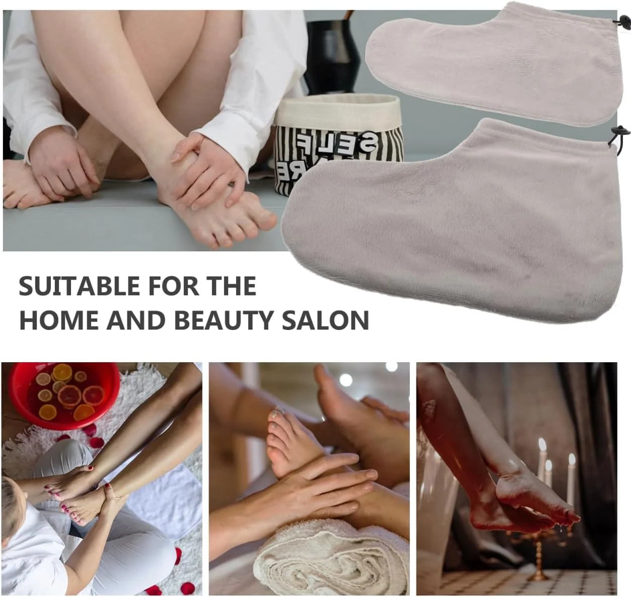 HEALLILY روکش های نخی برای حمام پارافین، مرطوب کننده و مناسب برای پوشش پا، کیت درمان پا، روکش های عایق پا برای گرم کننده پارافین، مناسب برای بانوان، درمان گرم