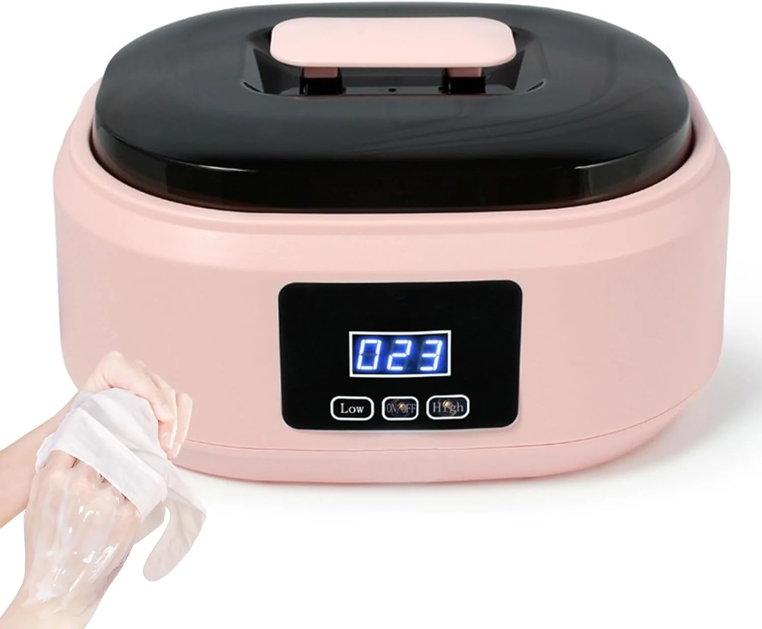 دستگاه پارافین تراپی VoOqo برای دست و پا، حمام پارافین 200 وات، گرم کننده پارافین لمسی 3500 میلی لیتری، برای درمان، حمام پارافین برای پوست صاف و نرم - صورتی