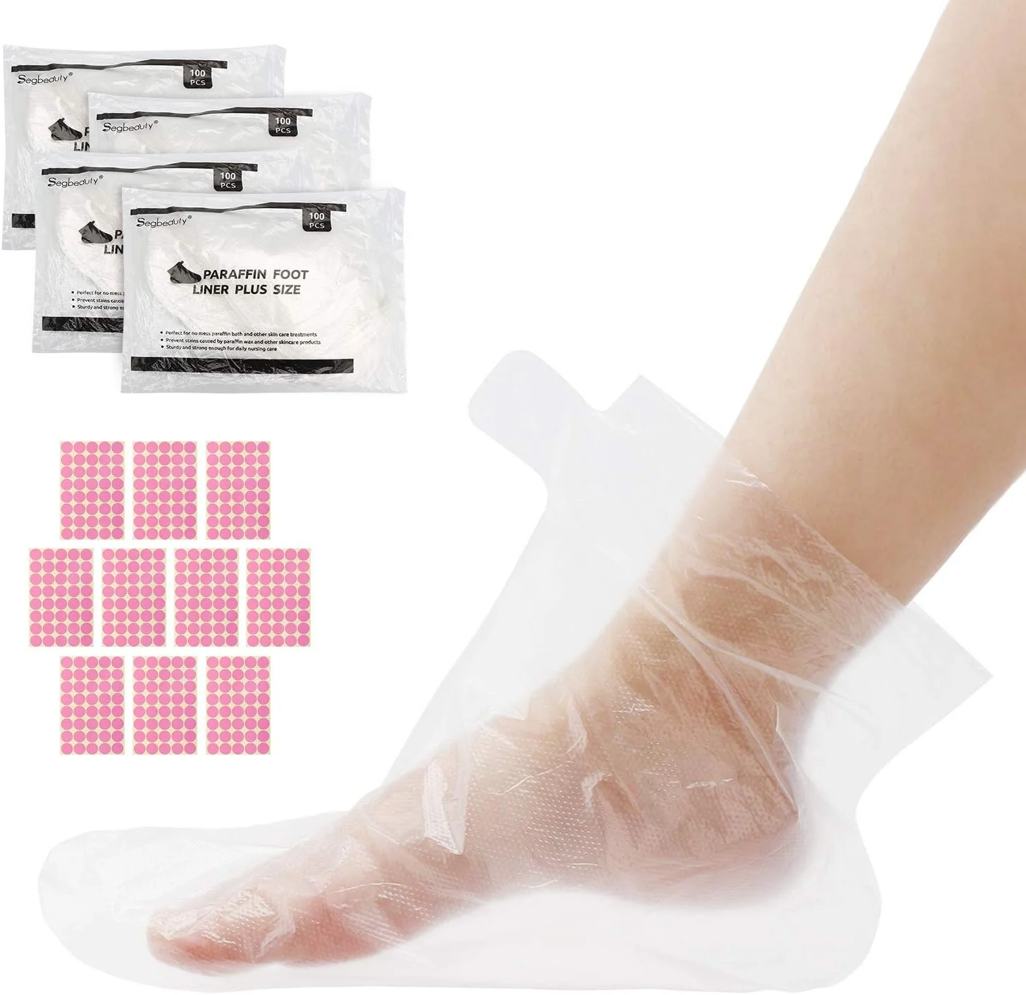 سیگ بیوتی 400 عدد روکش پارافین برای پا، کیسه های پلاستیکی ضخیم تر و بزرگتر پا، روکش جوراب چکمه ای برای درمان پارافین داغ، مناسب برای دستگاه پارافین تراپی