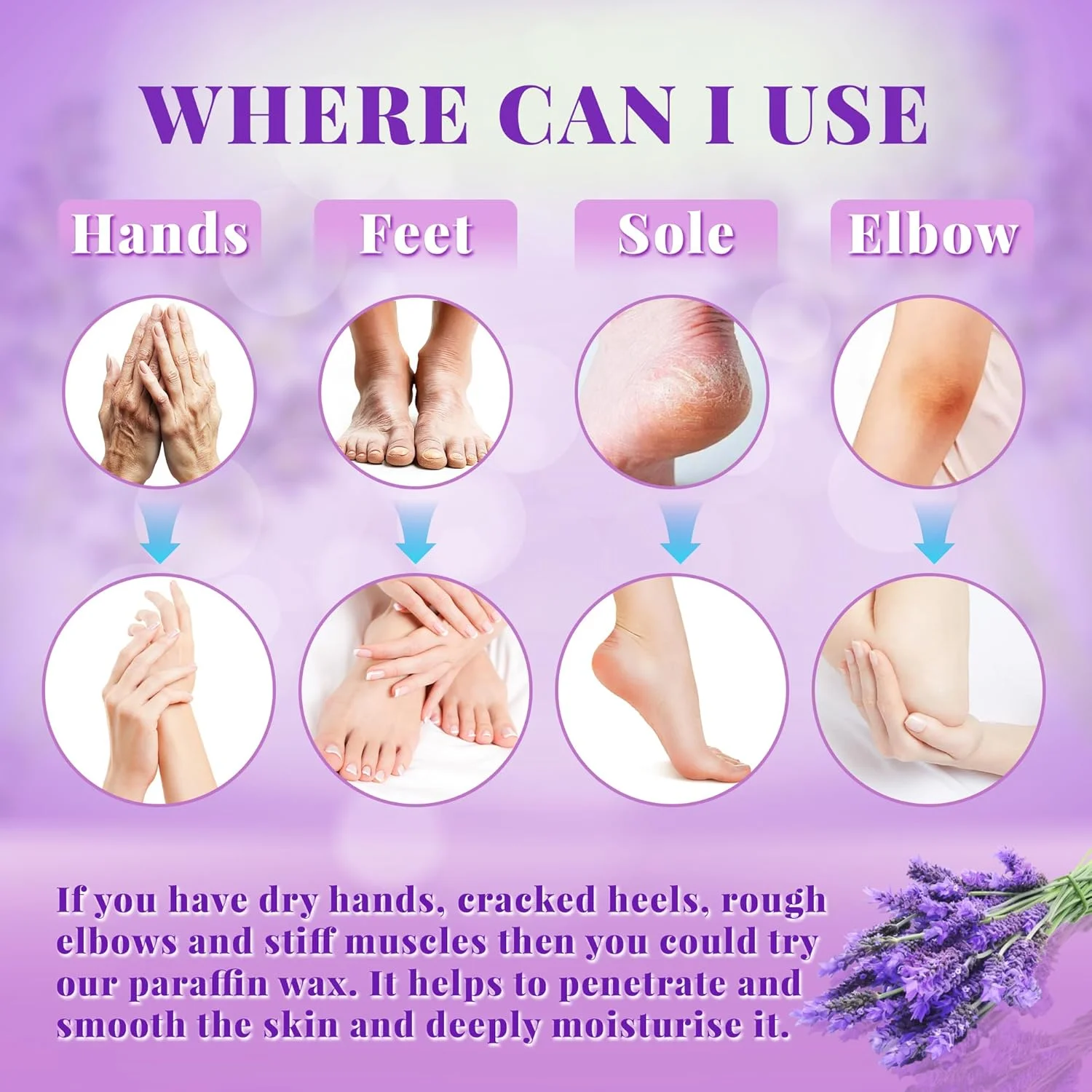 موم پارافین، 10 بسته موم حمام پارافین برای دست و پا برای تسکین عضلات سفت و درد آرتریت - عمیقا پوست دست و پا را مرطوب و محافظت می کند (اسطوخودوس)
