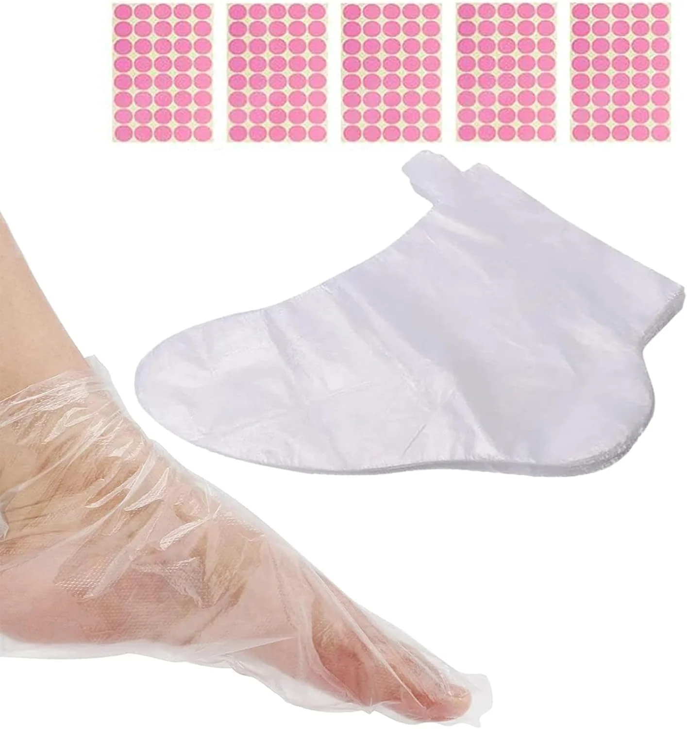 ۲۰۰ عدد روکش پارافین برای پا به همراه برچسب، کاورهای درمانی پا، روکش جوراب پلاستیکی حرارتی بزرگ، روکش ضخیم حمام پارافین برای پدیکور پا و درمان موم اسپا داغ