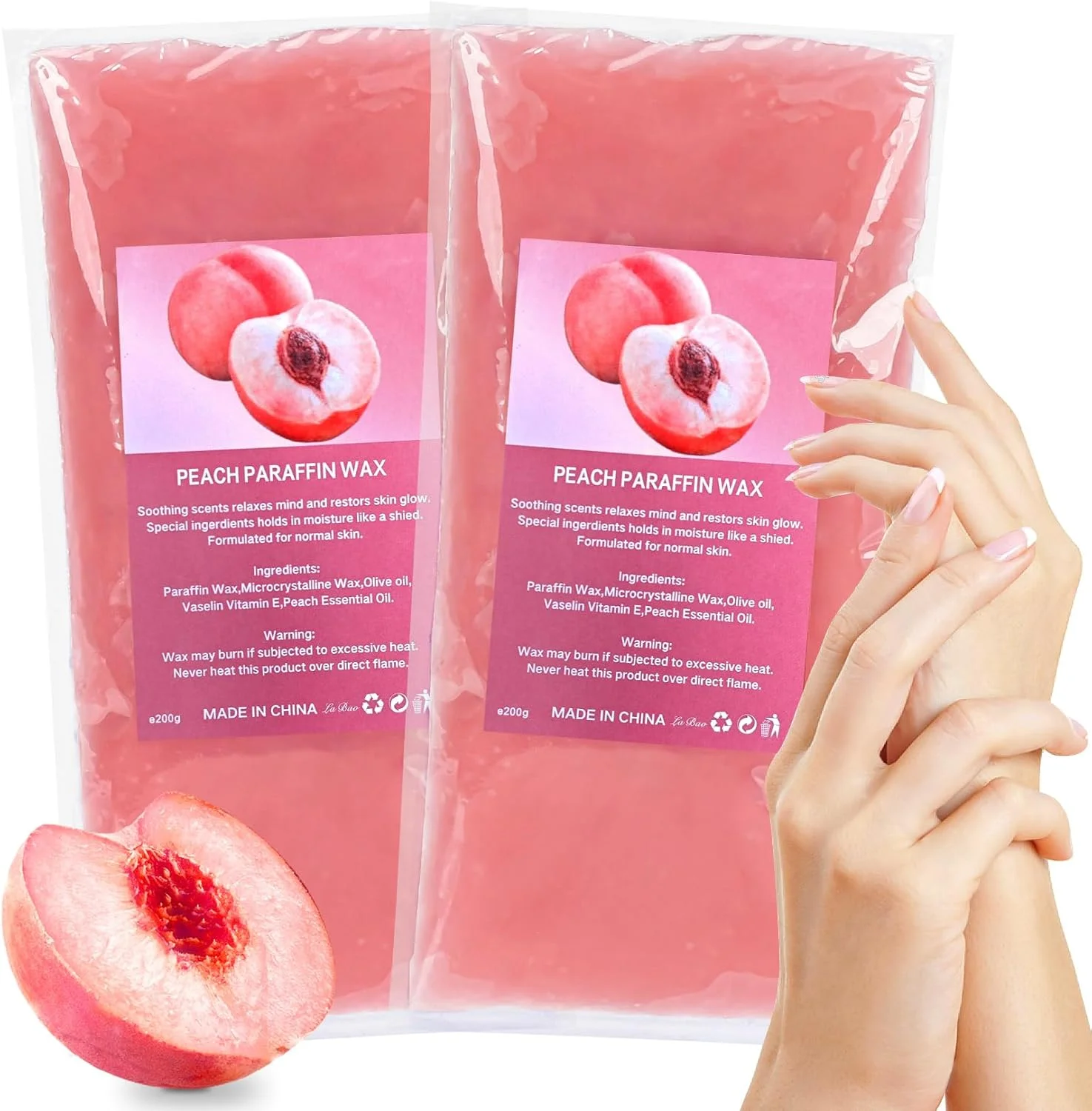 بسته 2 عددی پارافین با رایحه هلو - پارافین برای دست و پا، مناسب پوست خشک، آبرسان و مغذی