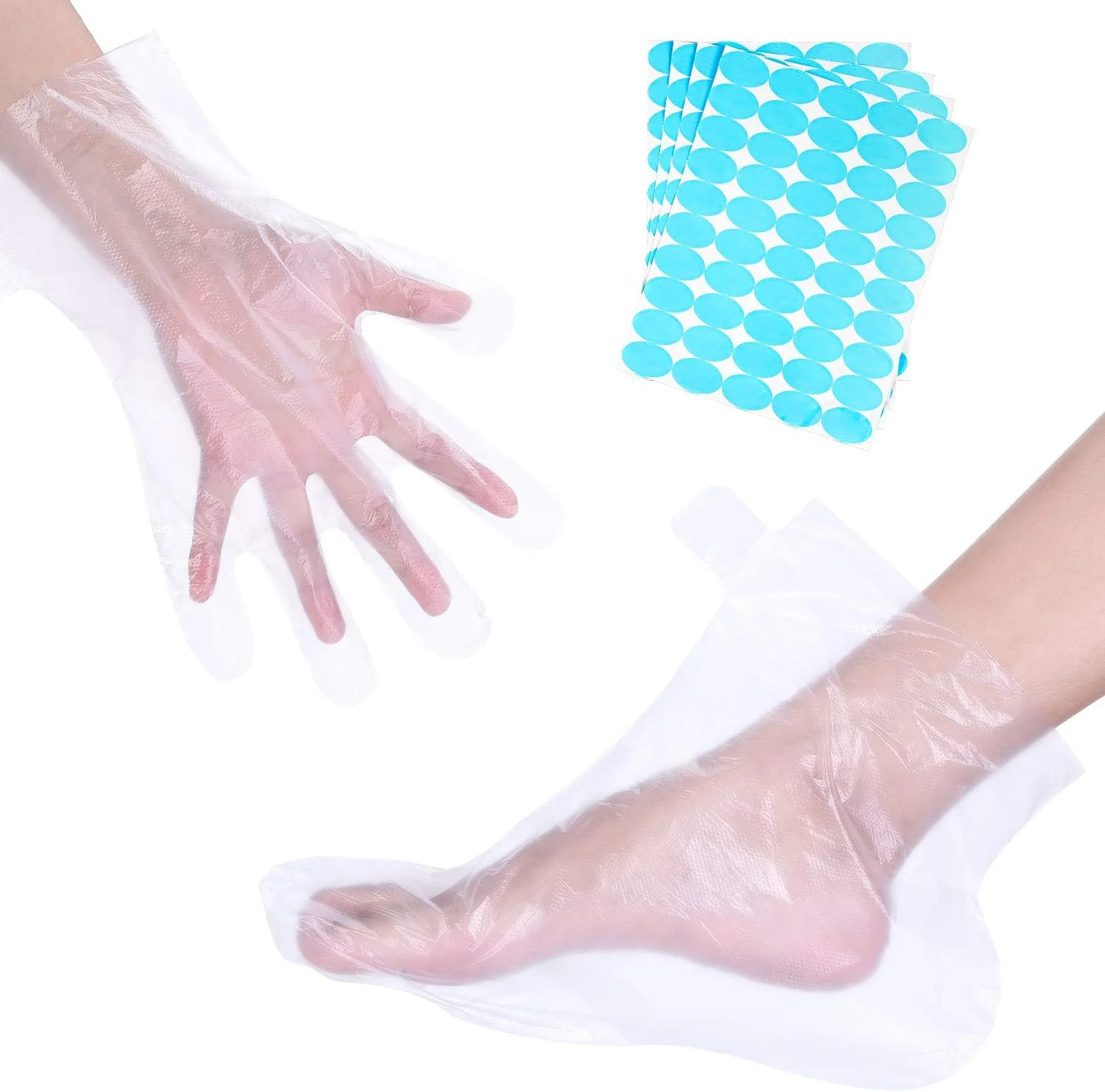 کاورهای پلاستیکی حمام پارافین NALACAL، دستکش و پاپوش برای درمان، لوازم جانبی اسپا و پدیکور به همراه ماسک و استیکر (200 عدد)