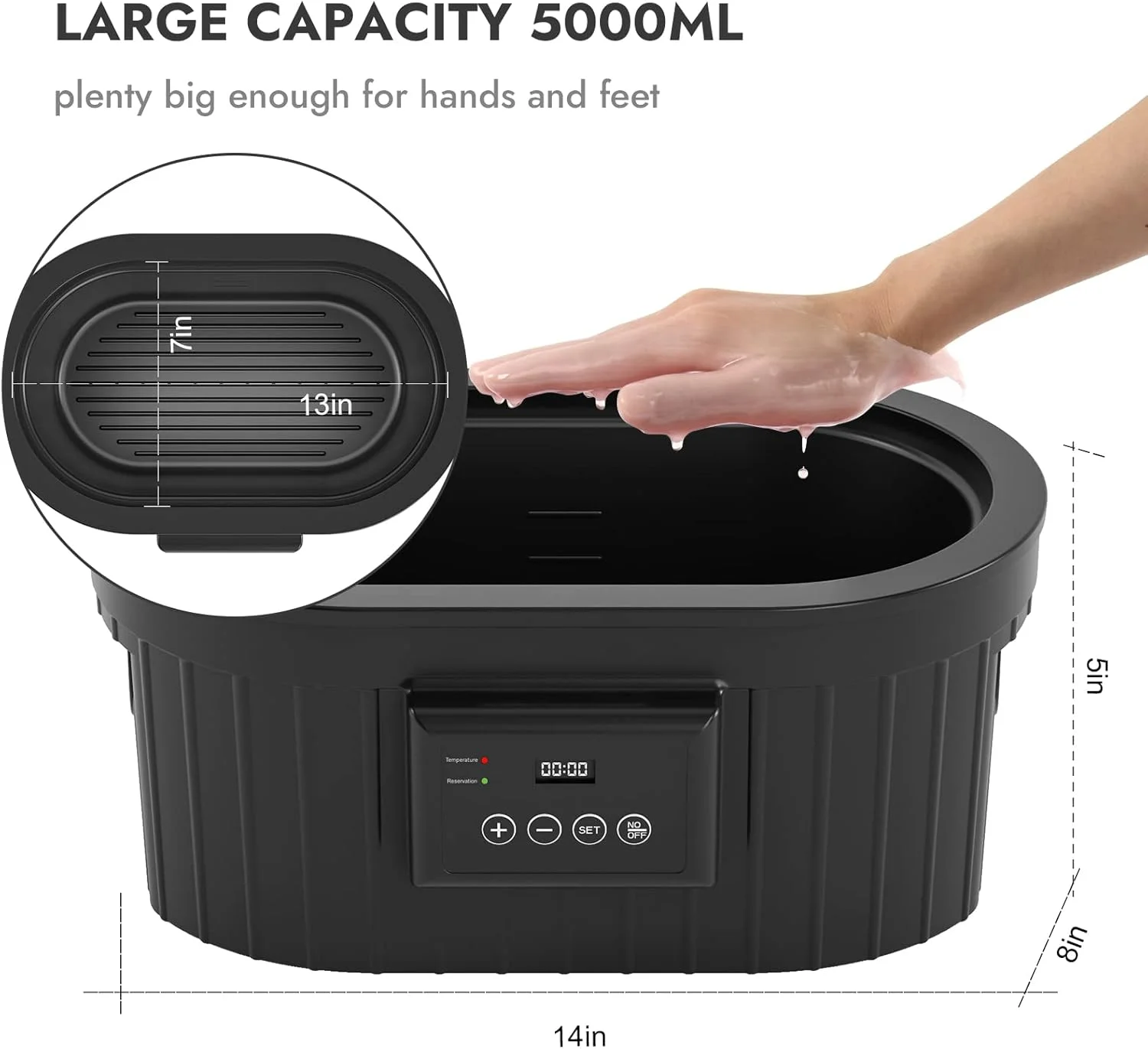 دستگاه پارافین تراپی Waxkiss برای دست و پا، حمام پارافین 5000 میلی لیتری با گرم کننده پارافین اسطوخودوس برای اسپا حرفه ای و درمان آرتریت در خانه