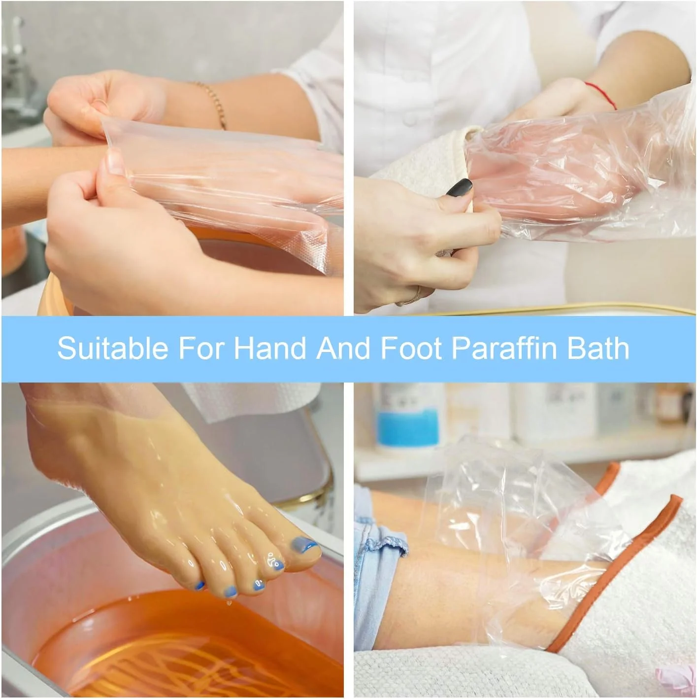 کاورهای پلاستیکی حمام پارافین NALACAL، دستکش و پاپوش برای درمان، لوازم جانبی اسپا و پدیکور به همراه ماسک و استیکر (200 عدد)
