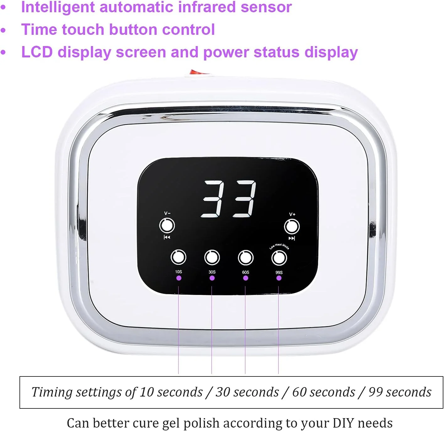 دستگاه خشک کن لاک ناخن، چراغ خشک کن ناخن بلوتوثی قابل شارژ برای فروشگاه مانیکور و ناخن های DIY (ترنسل)