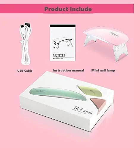 چراغ مینی ناخن Liyun، چراغ خشک کن لاک ناخن USB قابل حمل برای لاک ژل ناخن، طراحی ناخن و مانیکور با 2 حالت (60 ثانیه یا 120 ثانیه)، ابزار جانبی حرفه ای طراحی ناخن (صورتی)