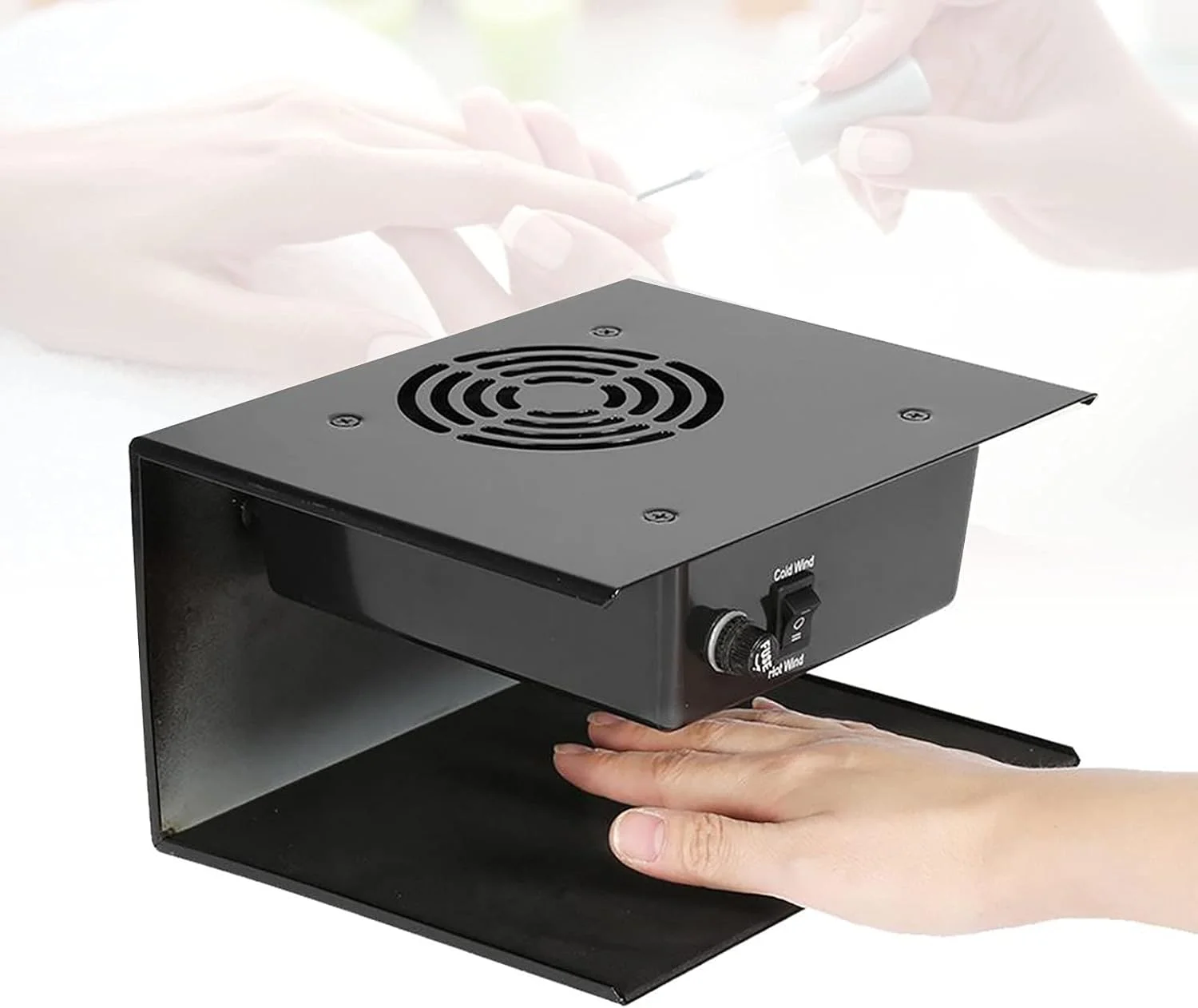 دستگاه خشک کن لاک ناخن 300 وات با باد گرم و سرد، مناسب برای خشک کردن ژل ناخن، طراحی ناخن حرفه ای برای دست و پا