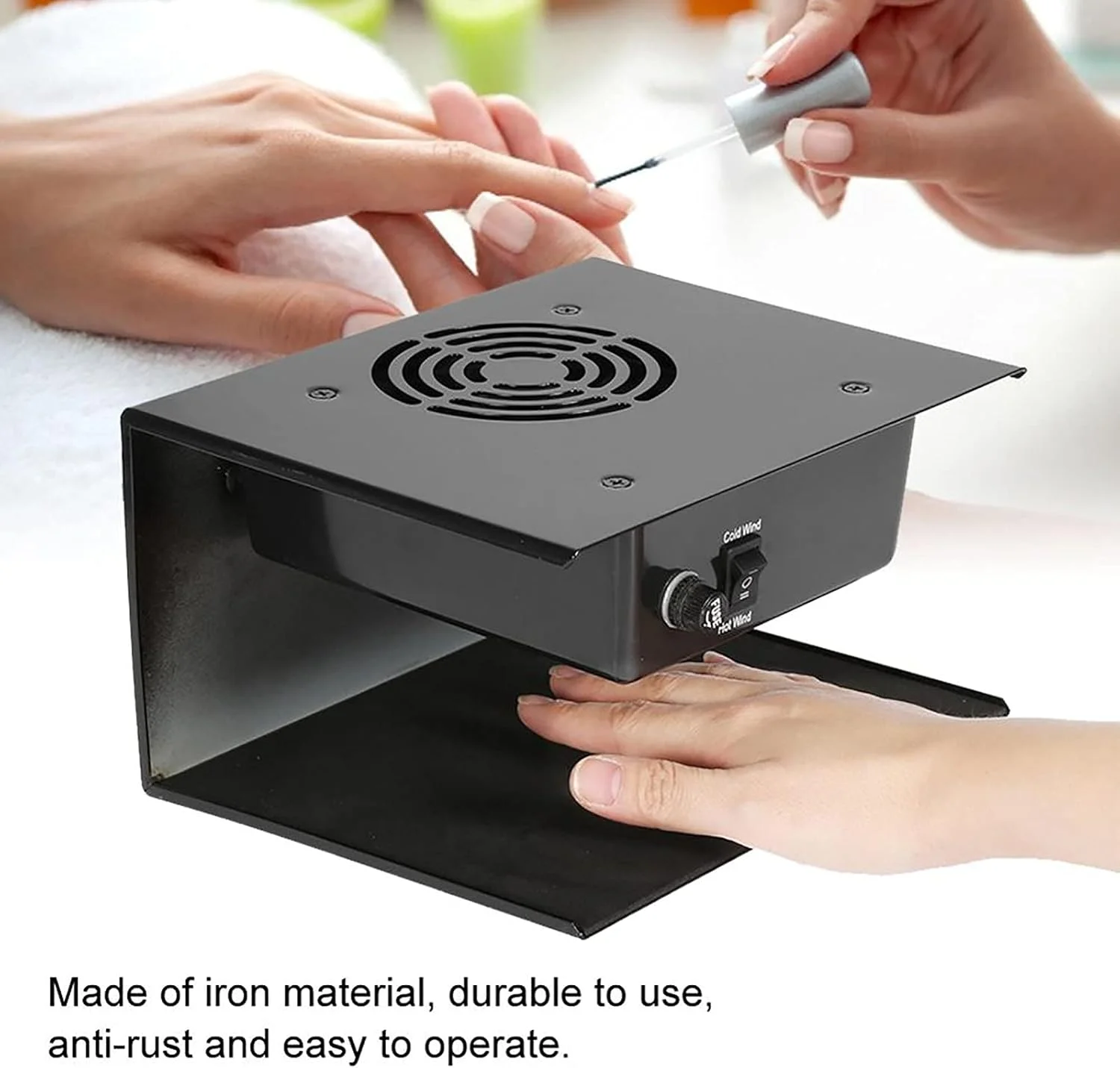 دستگاه خشک کن لاک ناخن 300 وات با باد گرم و سرد، مناسب برای خشک کردن ژل ناخن، طراحی ناخن حرفه ای برای دست و پا