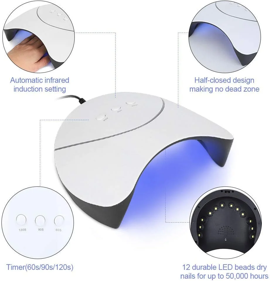 ست لاک ژل، خشک کن ناخن، لامپ LED یو وی، ست لاک 36 وات، دستگاه خشک کن سریع لاک ژل یو وی LED برای استفاده در منزل و سالن زیبایی (1#)