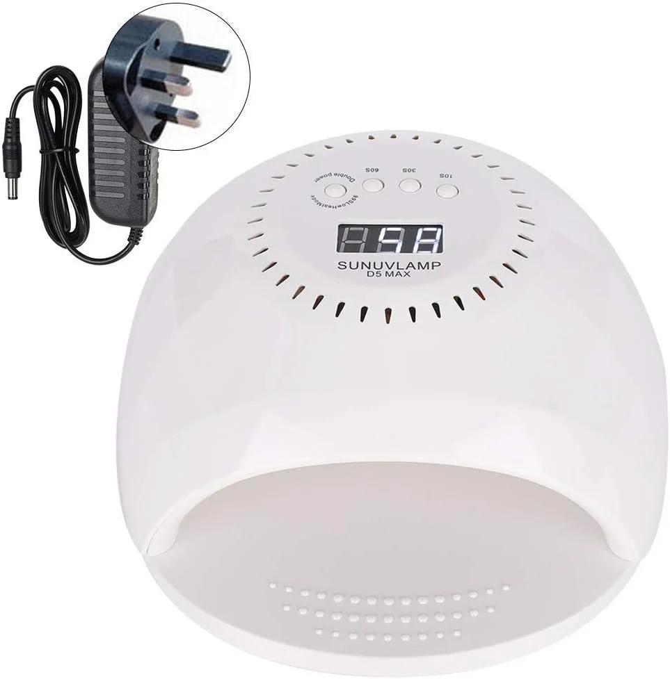 دستگاه خشک کن لاک ناخن UV LED، 120 وات، دستگاه خشک کننده لاک ژل، ابزار حرفه ای مانیکور با سنسور اتوماتیک، 4 تنظیمات تایمر (سفید)(UK) دستگاه خشک کن لاک ناخن UV LED، 120 وات، دستگاه خشک کننده لاک ژل، ابزار حرفه ای مانیکور با سنسور اتوماتیک، 4 تنظیمات تایمر (سفید)(UK)