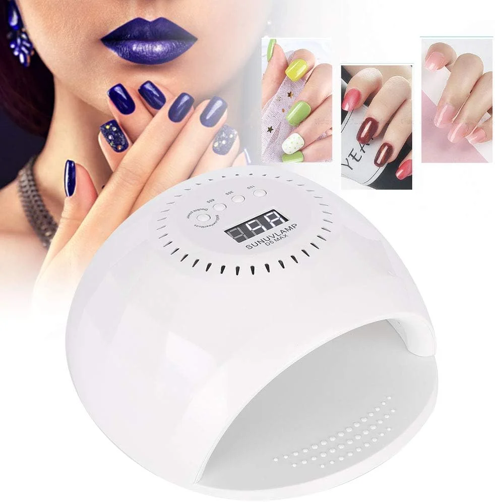دستگاه خشک کن لاک ناخن UV LED، 120 وات، دستگاه خشک کننده لاک ژل، ابزار حرفه ای مانیکور با سنسور اتوماتیک، 4 تنظیمات تایمر (سفید)(UK)