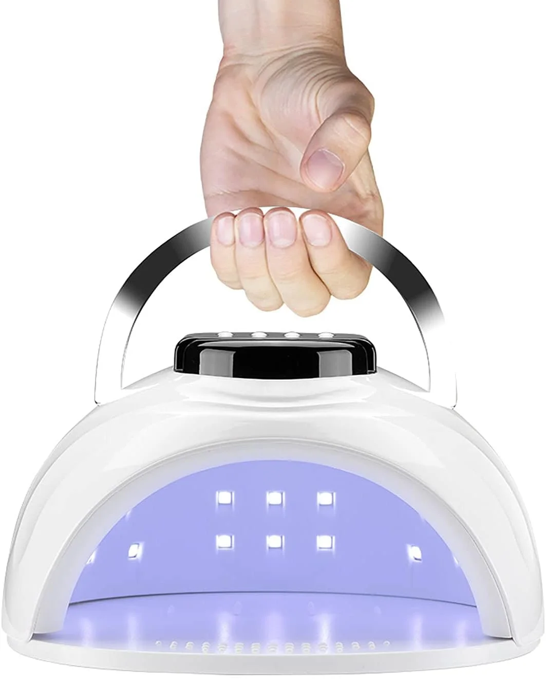 دستگاه خشک کن لاک ناخن LED UV 168 وات با نگهدارنده تلفن برای خشک کردن انواع لاک ژل UV، تایمر و سنسور خودکار