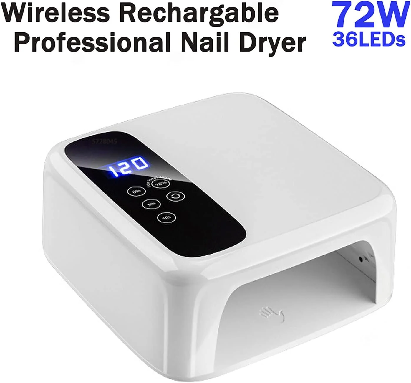 دستگاه خشک کن لاک ناخن LED UV 72 وات قابل شارژ 15600mAH حرفه ای، مناسب برای انواع لاک ژل به همراه دستکش ضد UV