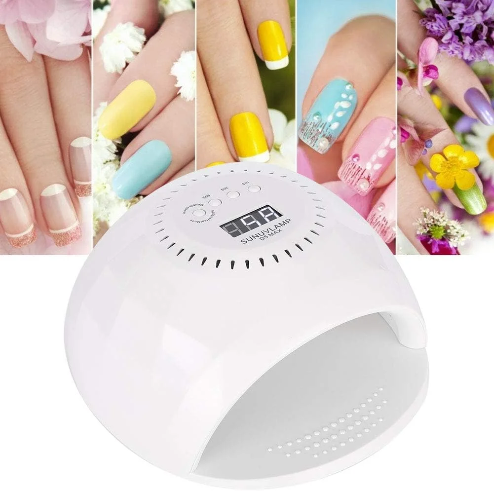 دستگاه خشک کن لاک ناخن UV LED، 120 وات، دستگاه خشک کننده لاک ژل، ابزار حرفه ای مانیکور با سنسور اتوماتیک، 4 تنظیمات تایمر (سفید)(UK)