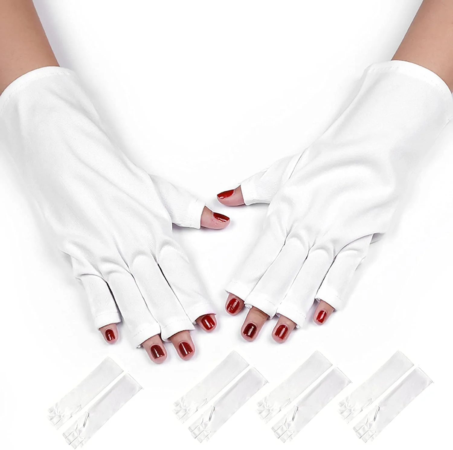 5 جفت دستکش محافظ UV بدون انگشت، محافظت از دست در برابر لامپ خشک کننده لاک ژل LED، ابزار مانیکور ناخن 5 جفت دستکش محافظ UV بدون انگشت، محافظت از دست در برابر لامپ خشک کننده لاک ژل LED، ابزار مانیکور ناخن