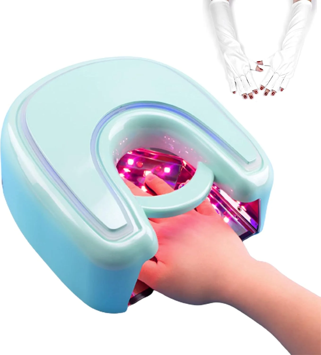 چراغ LED قابل شارژ USB برای خشک کردن ژل ناخن، چراغ طراحی ناخن بدون سیم، دستگاه خشک کن ناخن قابل حمل 48 وات به همراه دستکش ضد اشعه ماوراء بنفش چراغ LED قابل شارژ USB برای خشک کردن ژل ناخن، چراغ طراحی ناخن بدون سیم، دستگاه خشک کن ناخن قابل حمل 48 وات به همراه دستکش ضد اشعه ماوراء بنفش