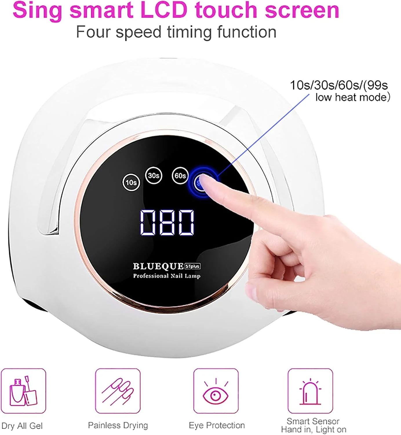 دستگاه خشک کن لاک ناخن قابل حمل 180 وات LED با سنسور هوشمند و تایمر، ابزار مانیکور