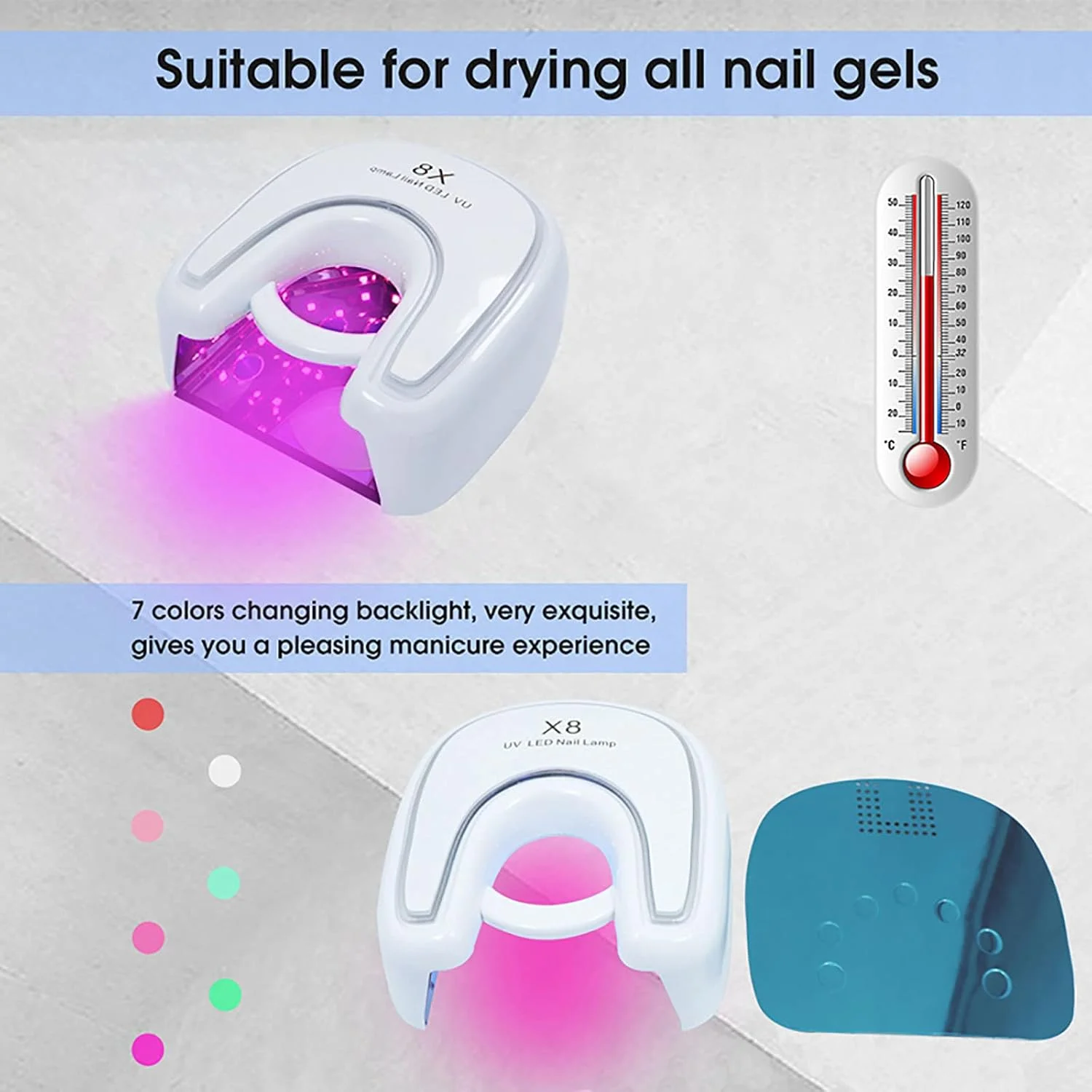 چراغ LED قابل شارژ USB برای خشک کردن ژل ناخن، چراغ طراحی ناخن بدون سیم، دستگاه خشک کن ناخن قابل حمل 48 وات به همراه دستکش ضد اشعه ماوراء بنفش