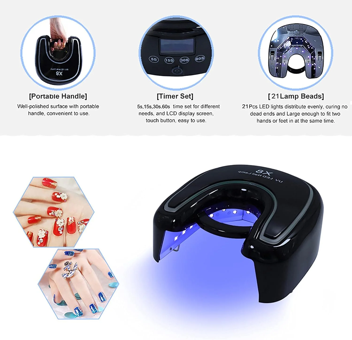 چراغ LED قابل شارژ USB برای خشک کردن ژل ناخن، چراغ طراحی ناخن بدون سیم، دستگاه خشک کن ناخن قابل حمل 48 وات به همراه دستکش ضد اشعه ماوراء بنفش