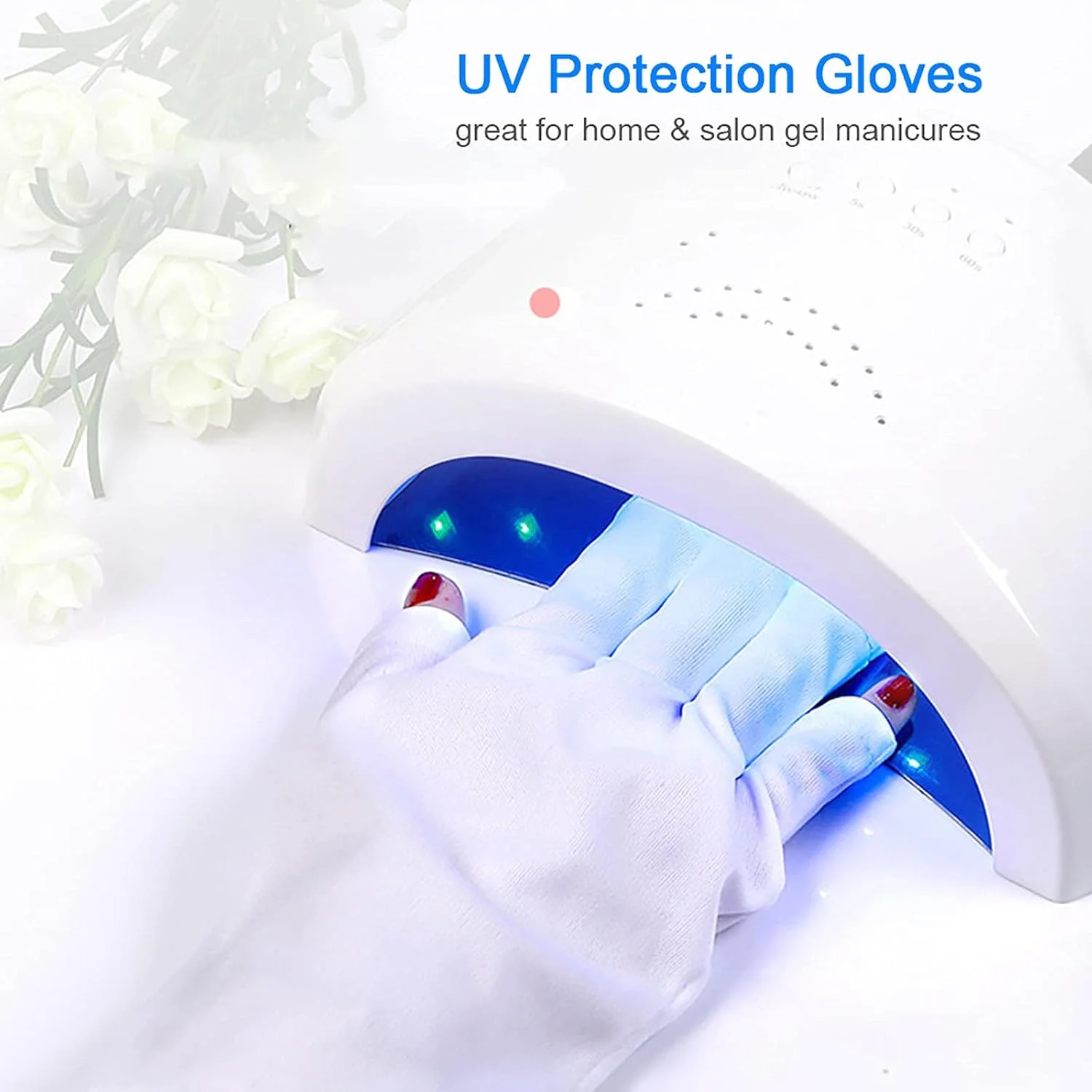 5 جفت دستکش محافظ UV بدون انگشت، محافظت از دست در برابر لامپ خشک کننده لاک ژل LED، ابزار مانیکور ناخن