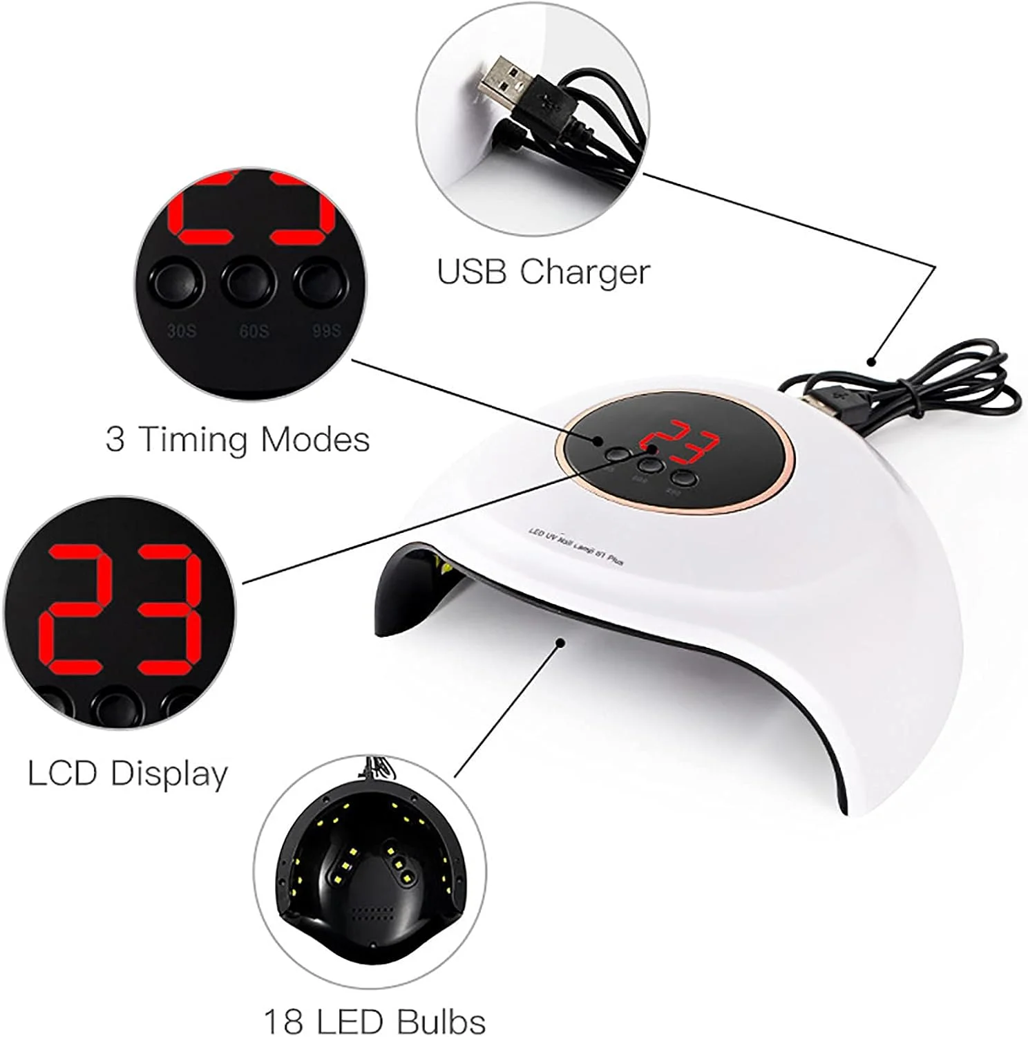 دستگاه خشک کن لاک ناخن UV LED ژل، سنسور مادون قرمز، تایمر، ابزار طراحی ناخن با دستکش ضد UV