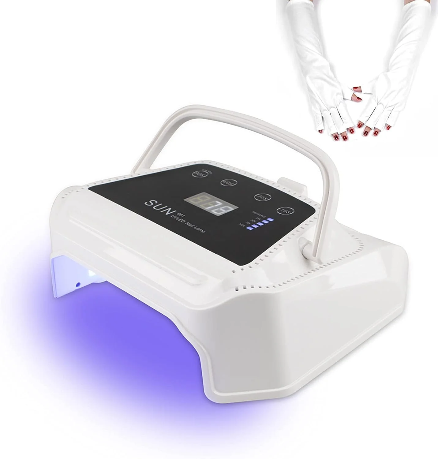 دستگاه خشک کن لاک ناخن LED UV قابل حمل 72 وات، قابل شارژ، مناسب برای خشک کردن لاک ژل با دستکش ضد UV