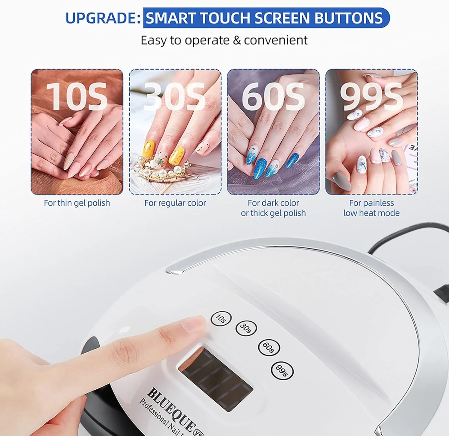 دستگاه خشک کن لاک ناخن LED UV قابل حمل 168 وات، دستگاه مانیکور و پدیکور لاک ژل با سنسور هوشمند و تایمر دستگاه خشک کن لاک ناخن LED UV قابل حمل 168 وات، دستگاه مانیکور و پدیکور لاک ژل با سنسور هوشمند و تایمر